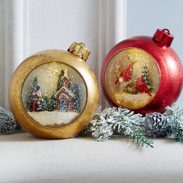 LED LIGHTED MUSICAL SNOW GLOBE CARDINALS ORNAMENT W/6 HR TIMER - Image 3
